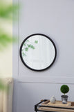 20" x 20" Circle Wall Mirror with Wooden Frame and Black Finish, Wall Mirror for Living Dining W2078124341