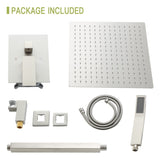 Dual Shower Head - 10 Inch Ceiling Mount Square Shower System with Rough-in Valve, Brushed Nickel W124357677