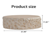 MgO Mid-Century Round Centre Table Vintage Faux Stone Sofa Pre-Modern Tables Beige W3081P344042