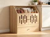 Pet Food Storage Cabinet Dog Feeding Station, with 2 Elevated Bowls & Slow-Feed Mat for Dogs & Cats 56619351