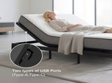Adjustable Bed Frame with Massage Head & Foot Incline Queen Size Wireless Remote, two types of USB W1038P268076