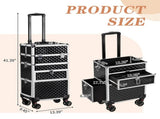 Aluminum Diamond Pattern Cosmetic Case 2-in-1 Sliding Suitcase with Rails Detachable Caster Wheel 49828354
