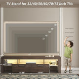 DFW Modern LED TV Stand with Large Storage Drawer for 40 50 55 60 65 70 75 Inch TVs, Brown Wood W2301P308472