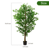 ZNTS 6ft Ficus Tree Artificial, Realistic Texture Potted Faux Ficus Tree, Fake Trees Indoor Outdoor for 27073880