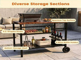Stainless Steel Outdoor Grill Prep Table with Storage Cabinet Spice Rack & Tool Hooks, Rolling 30951117