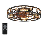 20 Inch Caged Flush Mount Ceiling Fan with Lights, Industrial Enclosed Metal Cage Fan, 6Speed W3816P585911