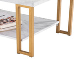 (106 x 50 x 48cm) Simple Double-layer Golden Iron Pipe Marble PVC Coffee Table Rectangular 28906257