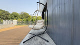 Swing Egg Chair with Stand Indoor Outdoor Wicker Rattan Patio Basket Hanging Chair with C Type W2707P296436