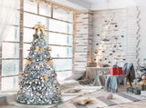 6 FT Snow Flocked Pre-lit Artificial Pop Up Christmas Tree with 100 Warm Lights and Golden Ornaments 90946157