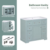 ZNTS 36" Bathroom Vanity without Sink, Cabinet Base Only, One Cabinet and Six Drawers, Green WF306253AAG