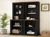 ON-TREND Two-Piece Elegant Freestanding Tall Cabinet with Fully Open Storage, Walnut Element N721P394507B