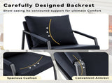 Black Faux Leather Accent Chair with Black Metal Frame and Armrests 74273429