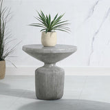 ZNTS Weathered Grey End Table with Pedestal B062P209095