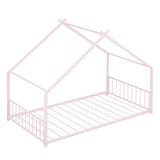 Twin Size Metal House Bed, Pink MF305886AAH