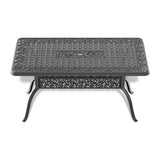 L59.05*W35.43-inch Cast Aluminum Patio Dining Table with Black Frame and Umbrella Hole W1710P166013