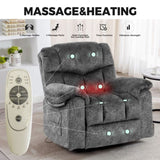 Swivel and Rocking Recliner Chair with Massage and Heating Bonded Leather Sofa W1403P172912