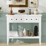TREXM Rustic Console Table with Open Shelf, Rubber Wood Legs, Ideal for Entryways, Living Rooms, and N715P205077K