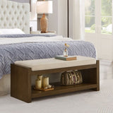 47" Accent Bench with Lower Shelf Shoe Rack, Padded Seating Bench for Living Room, Modern Compact W2186P292098
