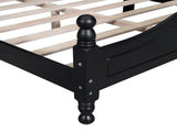 Queen Size Wood Platform Bed Frame,Retro Style Platform Bed with Wooden Slat Support,Black WF310132AAB