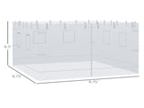 White 10' x 10' Canopy Screen Walls for Patio Party, Replacement Netting with 6 Service Windows 63171321