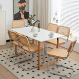 Dining Chairs Set of 2, Velvet Rattan Side Accent Chairs with Chrome Legs, Modern Mid Century Breuer W2105P177179