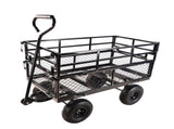 (Black double fence utility cart) Wagon Cart Garden cart trucks make it easier to transport firewood W22784159