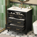 30'' Bathroom Vanity with Ceramic Sink Combo, Free Standing Single Vanity Set with 3 Drawers, Solid N710P246209B