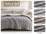 3 Pieces King/Cal King Cable Knit Chenille Comforter Set,Gray B035P381304