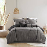 7 Piece Micro Corduroy Comforter Set Grey King B035P266662