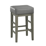Transitional Gray Faux Leather Seat 24-inch Counter Height Stools Set of 2, Antique Gray Finish B011P231744