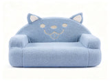 Kids Armchair Toddler Reading Sofa, Full Compression, Teddy Velvet Cute Blue Dog Shape Kids Sofa 66577418