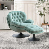 ZNTS Swivel Leisure chair lounge chair velvet TEAL color with ottoman W1805142163