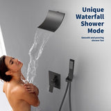 Male NPT Waterfall Shower head with Handheld,Matte Black Bathtub Shower Faucet with High Flow Wall T3177P277545