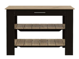 Kitchen Island 37" H, Two Open Storage Shelves, One Drawer, Four Legs,Towel Hanger, Black / Light B097132959
