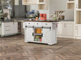 K&K 53.7" Farmhouse Kitchen Island Power Outlet, 2 Sliding Barn Door Kitchen Storage Island N707P170347W