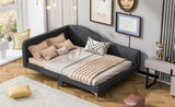 Full Size Upholstered Daybed with Headboard and Armrest, Support Legs, Grey WF318303AAE