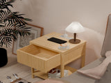 Bamboo Bedroom Nightstand with Charging Station, 2 Tier End Table, Bamboo Bedside Table with USB W2207P504489