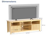 Entertainment Center TV Stand with 4 Open Cubbies & 2 Fluted Hinged Storage 90375918