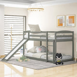 ZNTS Twin over Twin Bunk Bed with Convertible Slide and Ladder , Gray 65436427