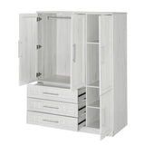 4 Door Wardrobe Armoire Closet with 3 Drawers, White 43584069