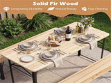 47" Foldable Picnic Table with 2 Benches, Solid Fir Wood Outdoor Dining Set with Sturdy Metal Frame 56401921