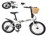 20 Inch Folding Bike for Adults with Basket, Phone Holder & Fenders, Steel Frame 6-Speed City W1019P352669