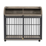 GO 44'' Heavy Duty Large Dog Furniture for Large Medium Dog with Lockable Wheels, Wooden Dog WF323360AAE