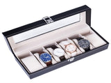 6 Compartments High-grade Leather Watch Collection Storage Box Black 57569750
