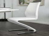 Contemporary Style Z-Shaped Chair Base 2pcs Chairs White Leatherette Chrome Finish Side Chair B011P152662