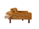 Brown Convertible Double Folding Room Sofa Bed, PU Leather, Tufted Buttons, Suitable for 67482142