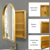 24x36 Inch Arched Recessed Medicine Cabinet, Metal Framed Bathroom Wall Cabinet with Mirror and W1435P182923