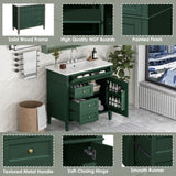 36'' Bathroom Vanity with Top Sink, Modern Bathroom Storage Cabinet with 2 Drawers and a Tip-out N710P230246F