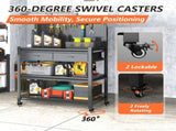 Workbench with Pegboard & Drawer, Adjustable Shelving Work Table, Mobile Workstation with Lockable 02337623