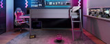 Wood Twin Size Gaming Loft Bed with Desk and LED, Grey N709P236479E